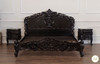 3pc Distressed Black French Rococo Bedroom Set