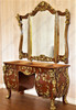 Custom Rococo Crossbanded Inlay Ladies Make up Vanity