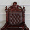 Solid Mahogany Church Bishop's Chair w/ Brown Leather