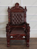 Solid Mahogany Church Bishop's Chair w/ Brown Leather