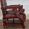 Solid Mahogany Church Bishop's Chair w/ Brown Leather