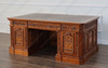6ft Dark Mahogany Presidential Resolute Desk w/ Carved Family Crest