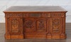 6ft Dark Mahogany Presidential Resolute Desk w/ Carved Family Crest