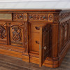 6ft Dark Mahogany Presidential Resolute Desk w/ Carved Family Crest