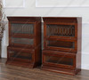 Custom Mahogany 3-Stack Barrister Bookcase w/ Leaded Glass