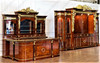 18ft Marquetry Inlay Entertainment Media Cabinet w/ Side Curios
