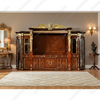 18ft Marquetry Inlay Entertainment Media Cabinet w/ Side Curios