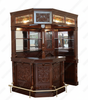 6.5ft Custom Mahogany Stained Glass Corner Canopy Pub Bar