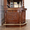 6.5ft Custom Mahogany Stained Glass Corner Canopy Pub Bar