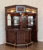 6.5ft Custom Mahogany Stained Glass Corner Canopy Pub Bar