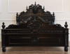 Black Gothic Lion Carved Bed w/ Satin Finish