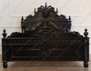 Black Gothic Lion Carved Bed w/ Satin Finish
