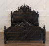 Black Gothic Lion Carved Bed w/ Satin Finish