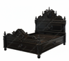 Black Gothic Lion Carved Bed w/ Satin Finish