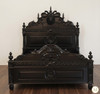 Black Gothic Lion Carved Bed w/ Satin Finish