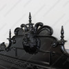 Black Gothic Bed w/ Carved Feline Cat Statues