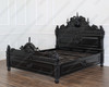 Custom Black Gothic Cat Bed w/ Carved Cat Statues