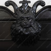 Black Gothic Bed w/ Carved Feline Cat Statues