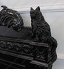 Custom Black Gothic Cat Bed w/ Carved Cat Statues