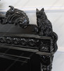 Black Gothic Bed w/ Carved Feline Cat Statues