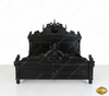 Black Gothic Bed w/ Carved Cat Statues