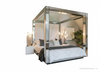 Mirrored Four Post Canopy Bed w/ Upholstered Headboard