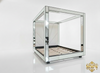 Mirrored Four Poster Canopy Bed w/ Upholstered Headboard