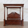 Distressed Mahogany/Walnut Roman Canopy Bed