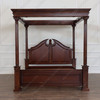 Distressed Mahogany/Walnut Roman Canopy Bed