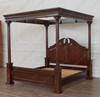 Distressed Mahogany/Walnut Roman Canopy Bed