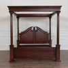 Distressed Mahogany/Walnut Roman Canopy Bed