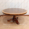 Round Walnut Inlaid Dining Table
