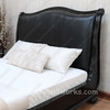 Black Safari Bed With Black Genuine Leather Upholstered Headboard