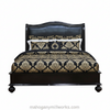 Black Safari Bed With Black Genuine Leather Upholstered Headboard