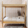 Gold Leaf Provencal Canopy Bed With Wicker Panel