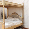 Gold Leaf Provencal Canopy Bed With Wicker Panel