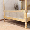 Gold Leaf Provencal Canopy Bed With Wicker Panel
