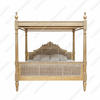 Gold Leaf Provencal Canopy Bed With Wicker Panel