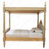 Gold Leaf Provencal Canopy Bed With Wicker Panel