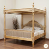 Gold Leaf Provencal Canopy Bed With Wicker Panels