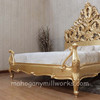 Gold Leaf Bed w/ Ornate Carved Headboard