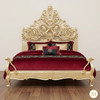 Gold Leaf Bed w/ Ornate Carved Headboard
