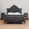 Painted Black French Marseilles Style Bed with Wicker Panel Set of 3