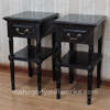 Painted Black French Marseilles Style Bed with Wicker Panel Set of 3