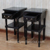 Painted Black French Marseilles Style Bed with Wicker Panel Set of 3