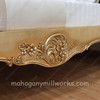 Gold Leaf Louis Bed w/ Upholstered Velvet Headboard