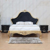 Gold Leaf Louis Bed w/ Upholstered Velvet Headboard