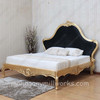 Gold Leaf Louis Bed w/ Upholstered Velvet Headboard