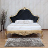 Gold Leaf Louis Bed w/ Upholstered Velvet Headboard