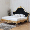 Gold Leaf Louis Bed w/ Upholstered Velvet Headboard